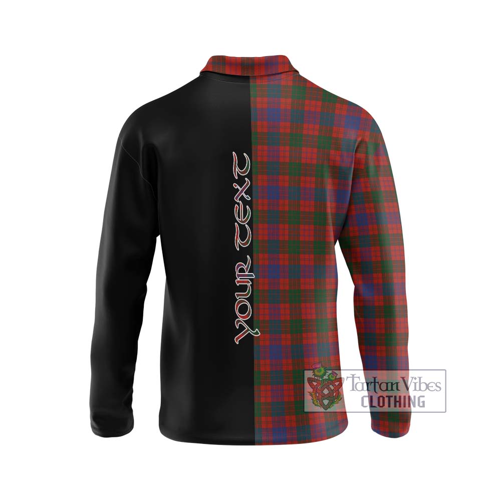 Ross Tartan Long Sleeve Polo Shirt with Family Crest and Half Of Me Style - Tartanvibesclothing Shop