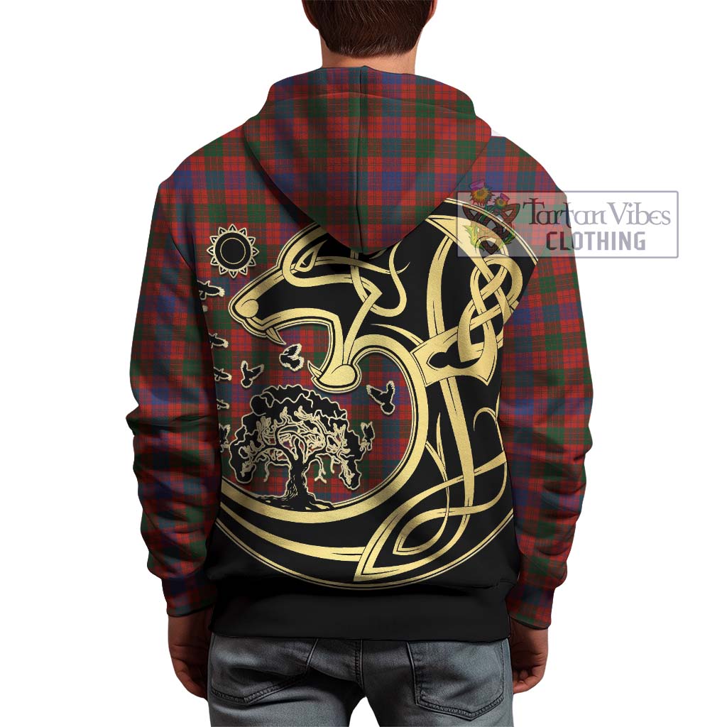 Tartan Vibes Clothing Ross Tartan Hoodie with Family Crest Celtic Wolf Style