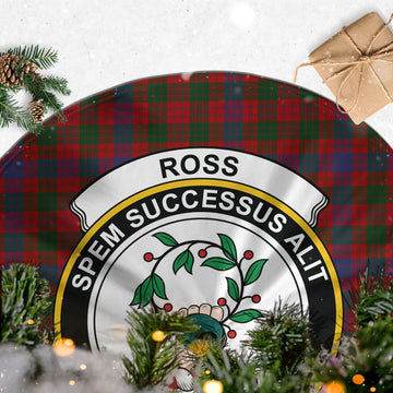 Ross Tartan Christmas Tree Skirt with Family Crest