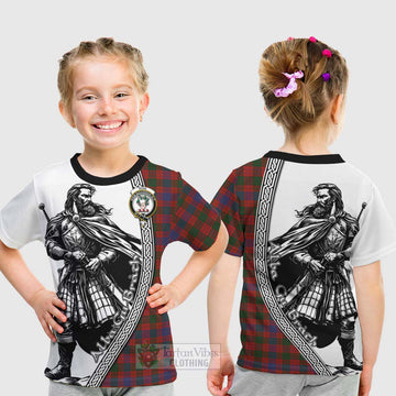 Ross Tartan Clan Crest Kid T-Shirt with Highlander Warrior Celtic Style