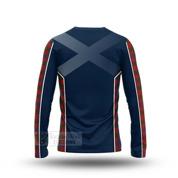 Ross Tartan Long Sleeve T-Shirt with Family Crest and Scottish Thistle Vibes Sport Style