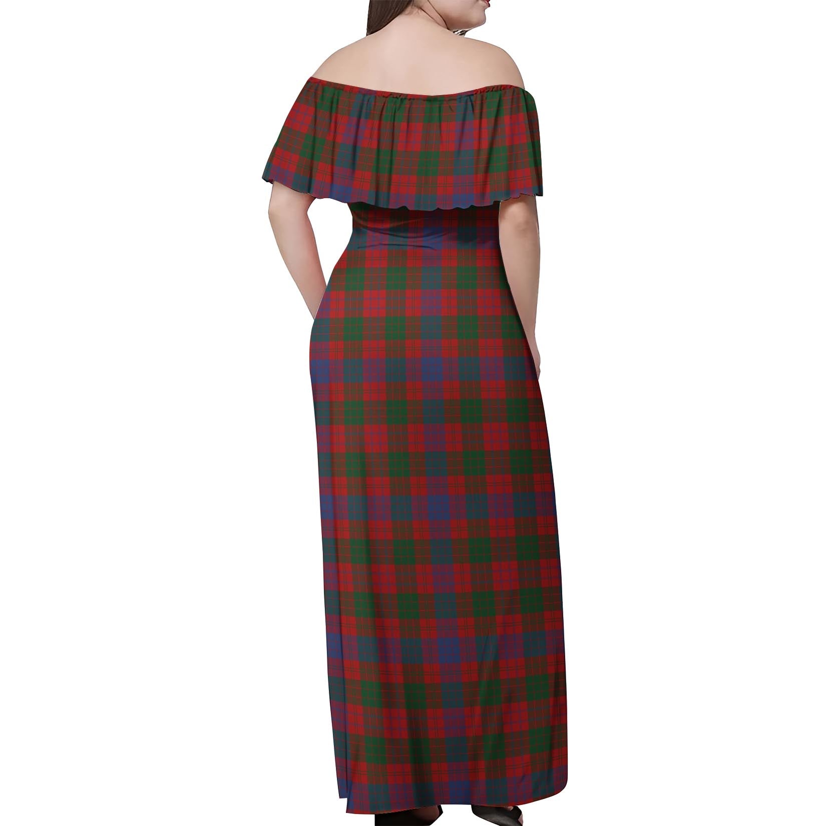 Ross Tartan Off Shoulder Long Dress - Tartanvibesclothing