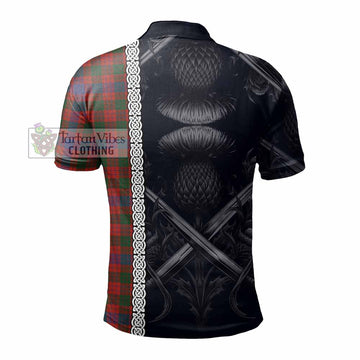 Ross Tartan Polo Shirt with Family Crest Cross Sword Thistle Celtic Vibes