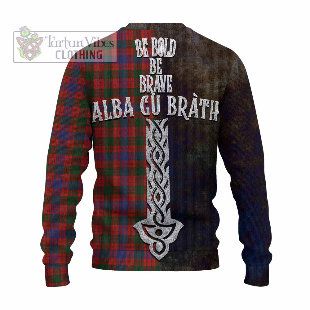 Ross Tartan Family Crest Knitted Sweater Alba Gu Brath Be Brave Lion Ancient Style - Tartan Vibes Clothing