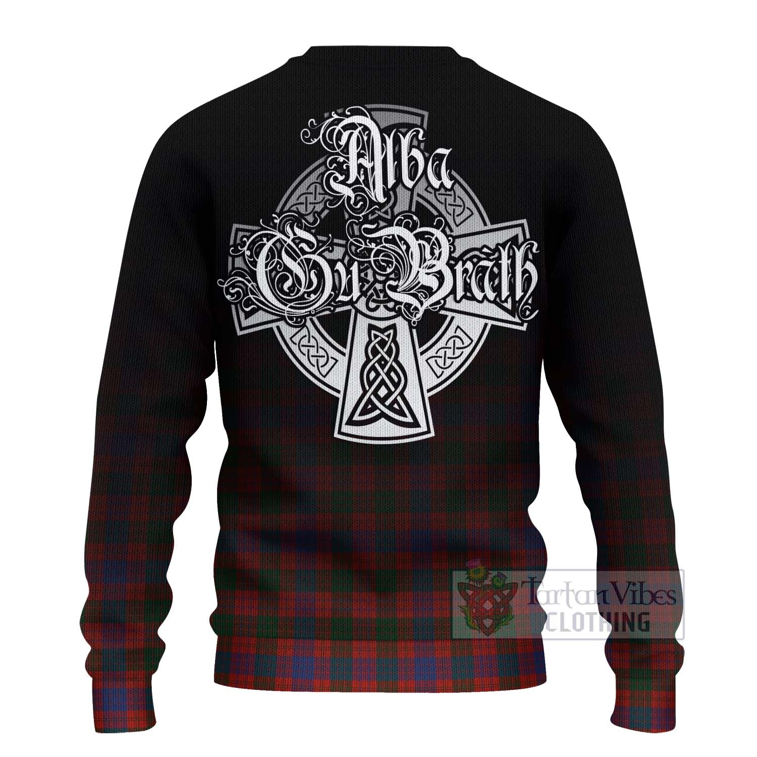 Tartan Vibes Clothing Ross Tartan Knitted Sweater Featuring Alba Gu Brath Family Crest Celtic Inspired