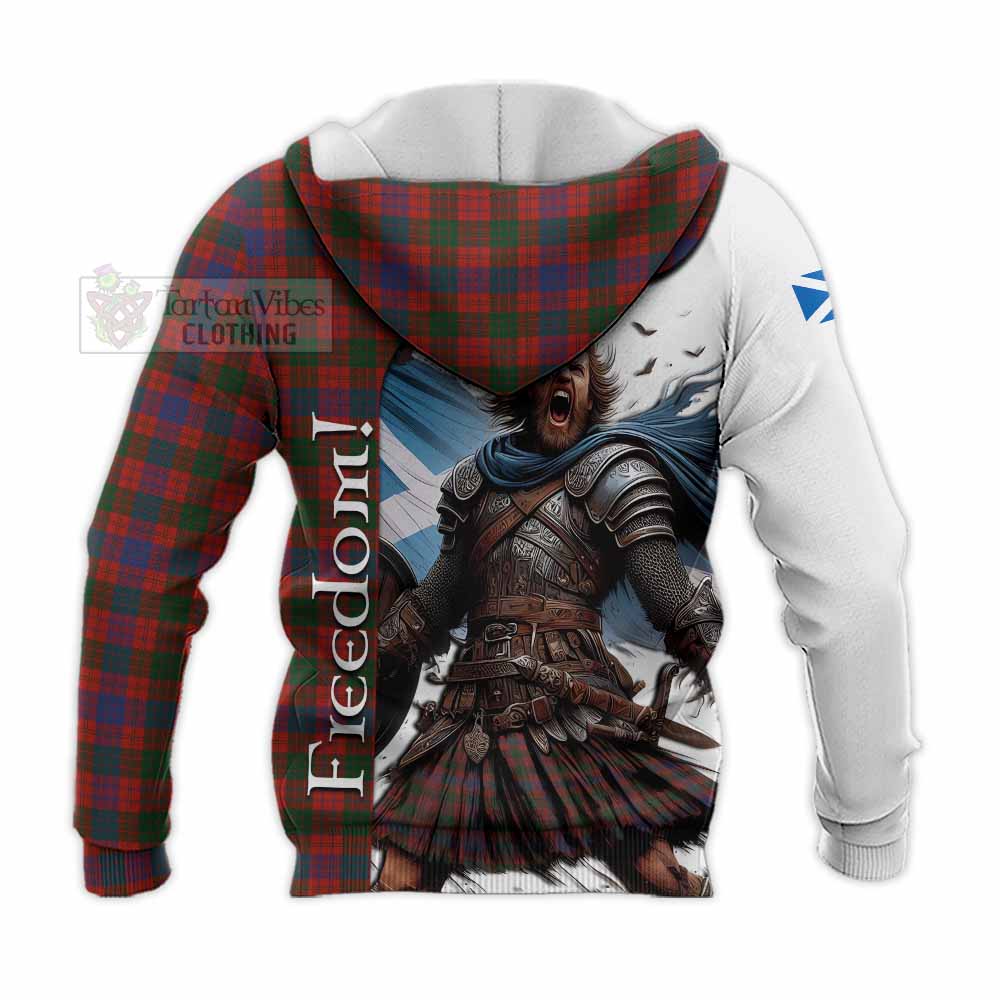 Tartan Vibes Clothing Ross Crest Tartan Knitted Hoodie Inspired by the Freedom of Scottish Warrior