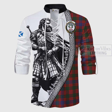 Ross Tartan Clan Crest Ghillie Kilt Shirt with Highlander Warrior Celtic Style