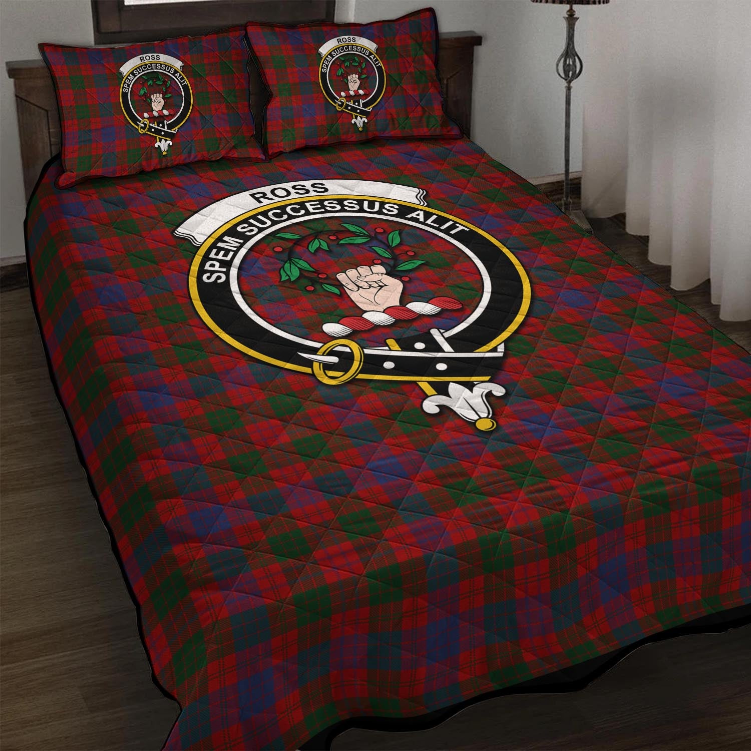 Ross Tartan Quilt Bed Set with Family Crest - Tartan Vibes Clothing