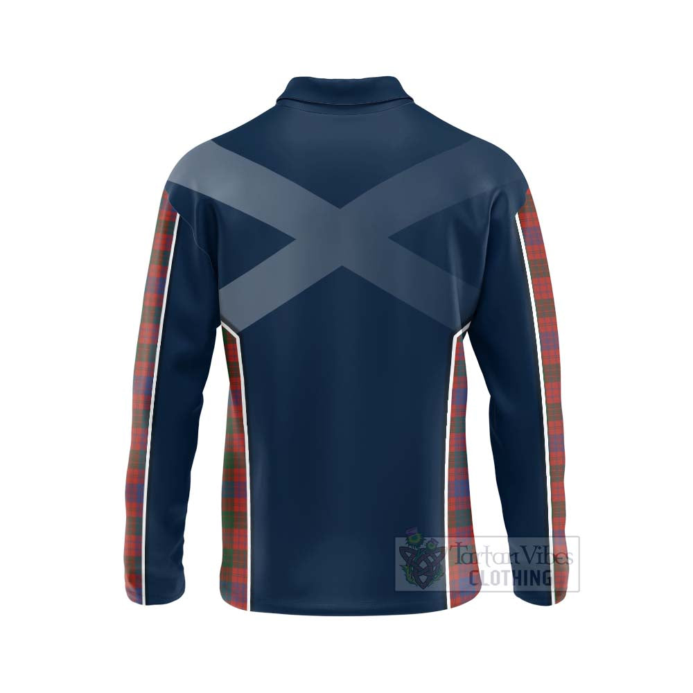 Tartan Vibes Clothing Ross Tartan Long Sleeve Polo Shirt with Family Crest and Scottish Thistle Vibes Sport Style