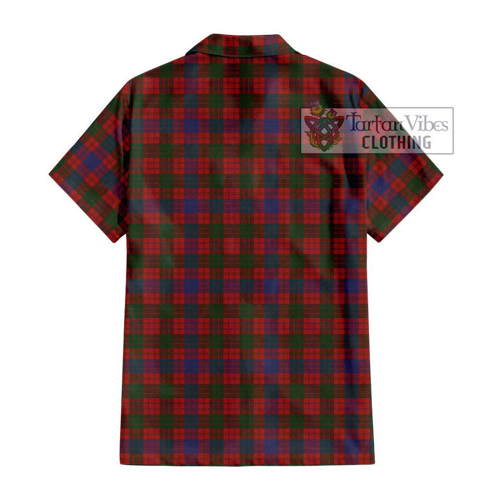 Ross Tartan Short Sleeve Button Shirt with Family Crest DNA In Me Style - Tartanvibesclothing Shop