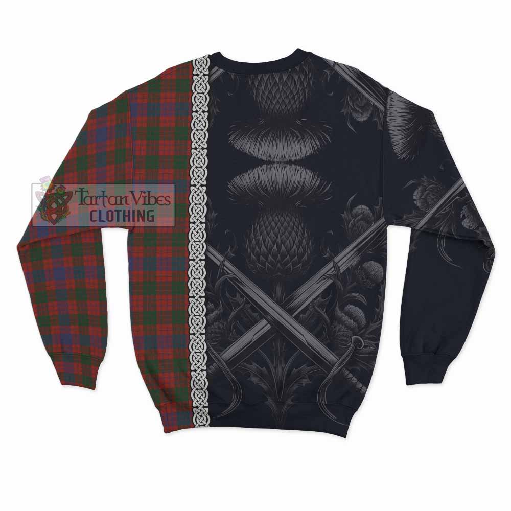 Tartan Vibes Clothing Ross Tartan Sweatshirt with Family Crest Cross Sword Thistle Celtic Vibes