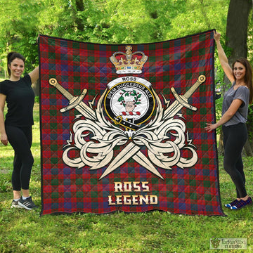 Ross Tartan Quilt with Clan Crest and the Golden Sword of Courageous Legacy