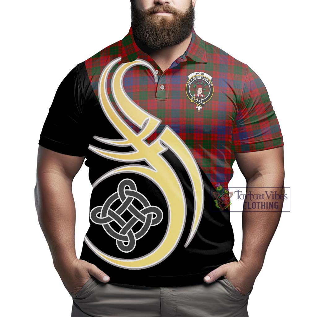 Tartan Vibes Clothing Ross Tartan Polo Shirt with Family Crest and Celtic Symbol Style