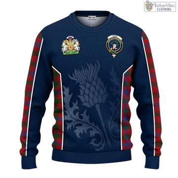 Ross Tartan Knitted Sweatshirt with Family Crest and Scottish Thistle Vibes Sport Style