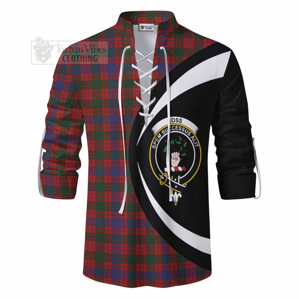 Tartan Vibes Clothing Ross Tartan Ghillie Kilt Shirt with Family Crest Circle Style