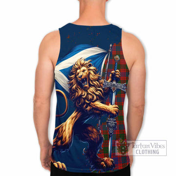 Ross Tartan Family Crest Men's Tank Top with Scottish Majestic Lion