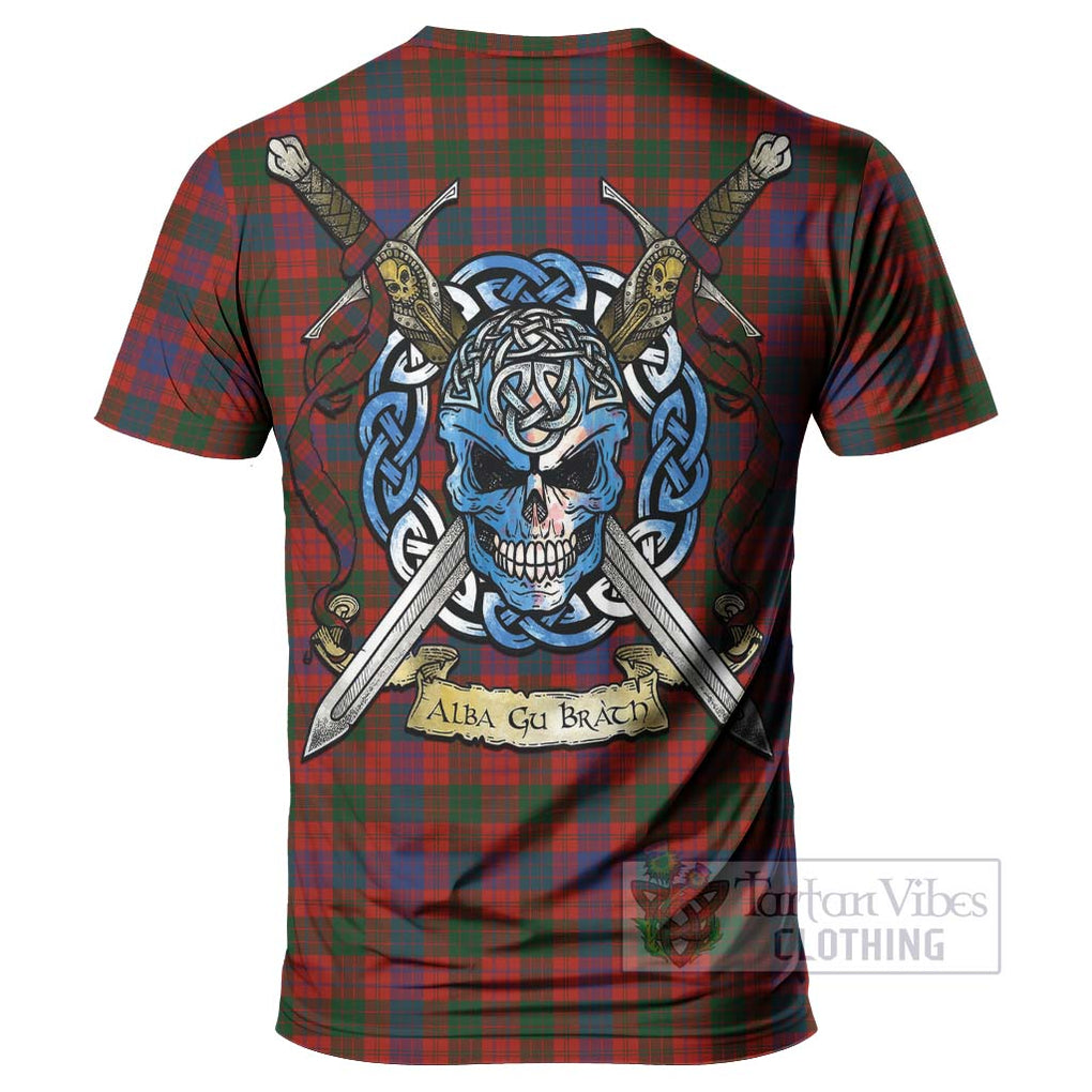 Tartan Vibes Clothing Ross Tartan T-Shirt with Family Crest Celtic Skull Style