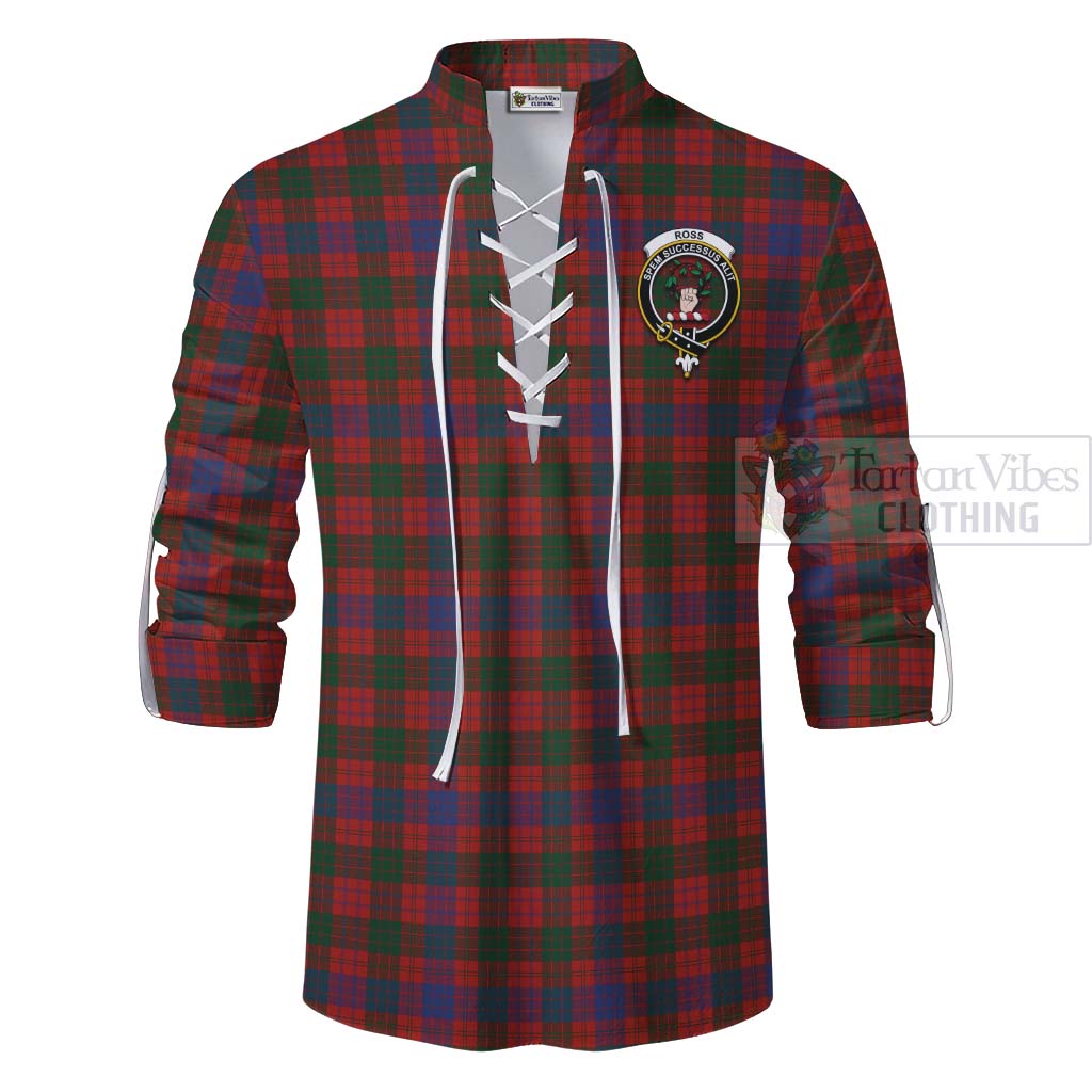 Tartan Vibes Clothing Ross Tartan Ghillie Kilt Shirt with Family Crest Celtic Skull Style