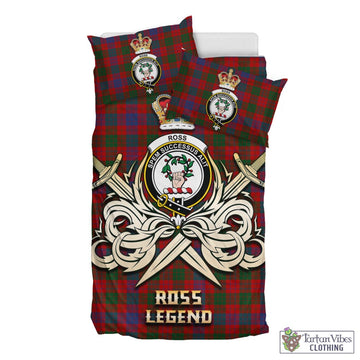 Ross Tartan Bedding Set with Clan Crest and the Golden Sword of Courageous Legacy