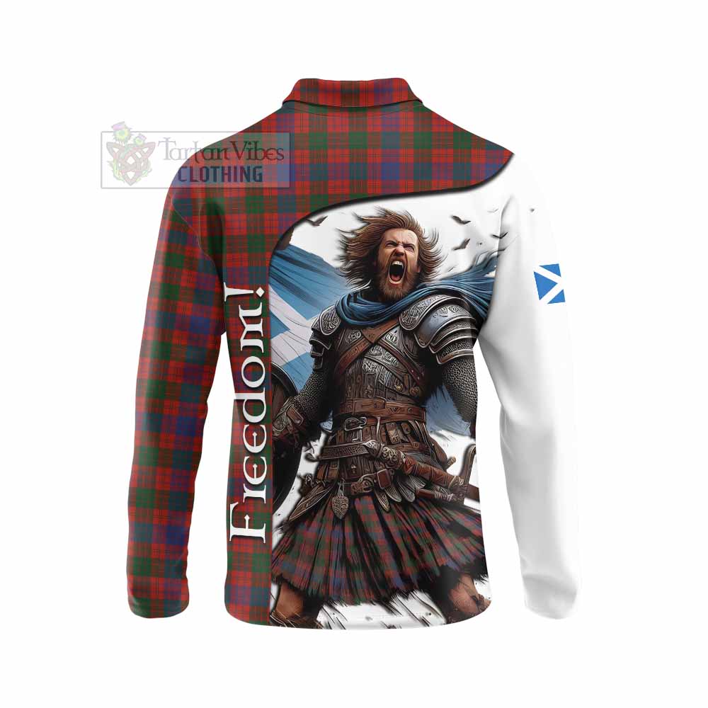 Tartan Vibes Clothing Ross Crest Tartan Long Sleeve Polo Shirt Inspired by the Freedom of Scottish Warrior