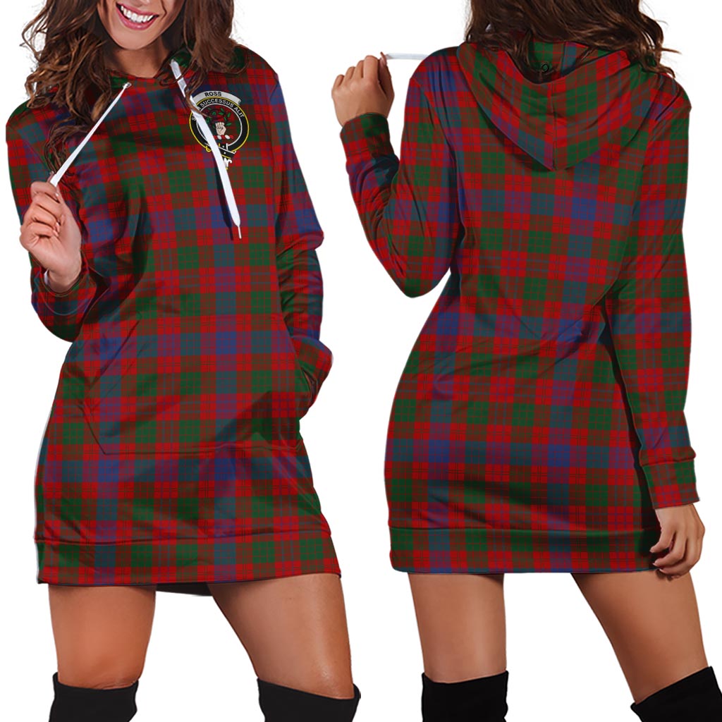 Ross Tartan Hoodie Dress with Family Crest - Tartan Vibes Clothing