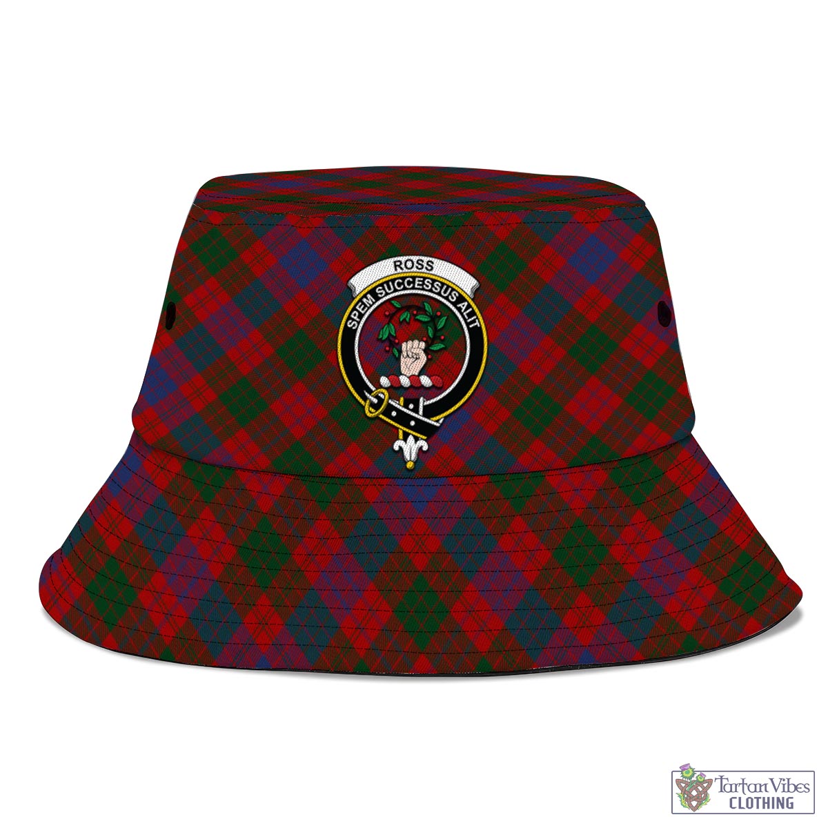 Tartan Vibes Clothing Ross Tartan Bucket Hat with Family Crest