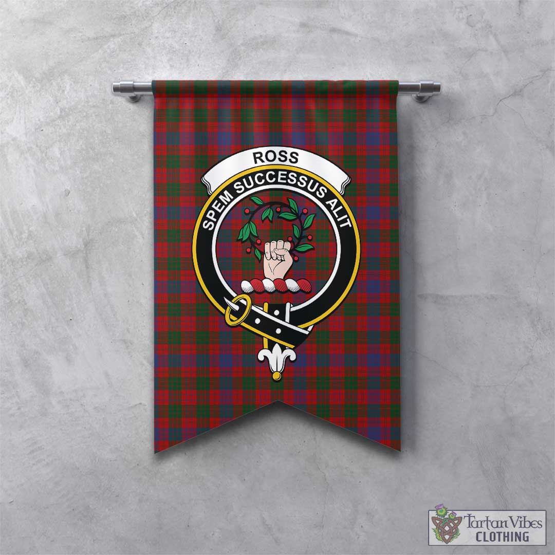 Tartan Vibes Clothing Ross Tartan Gonfalon, Tartan Banner with Family Crest