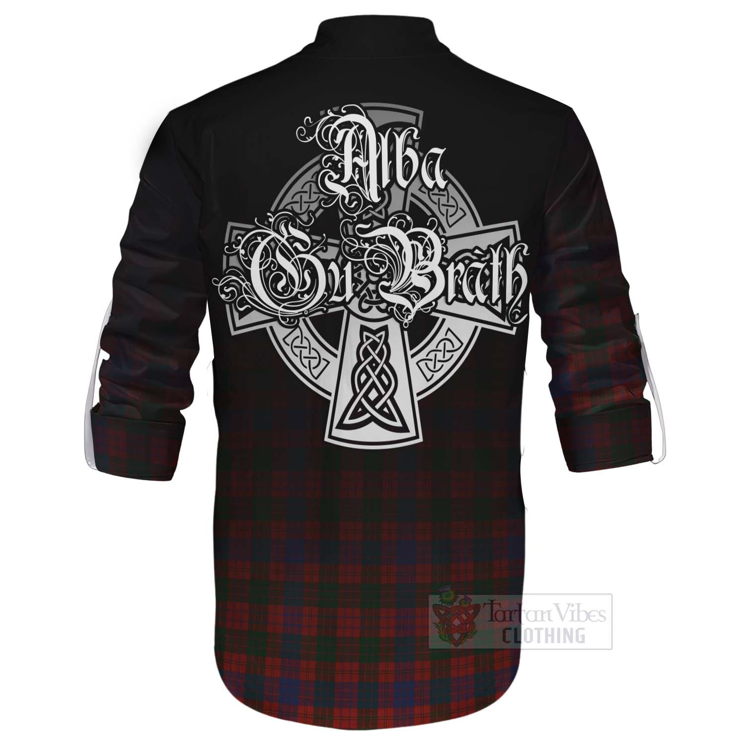 Tartan Vibes Clothing Ross Tartan Ghillie Kilt Shirt Featuring Alba Gu Brath Family Crest Celtic Inspired