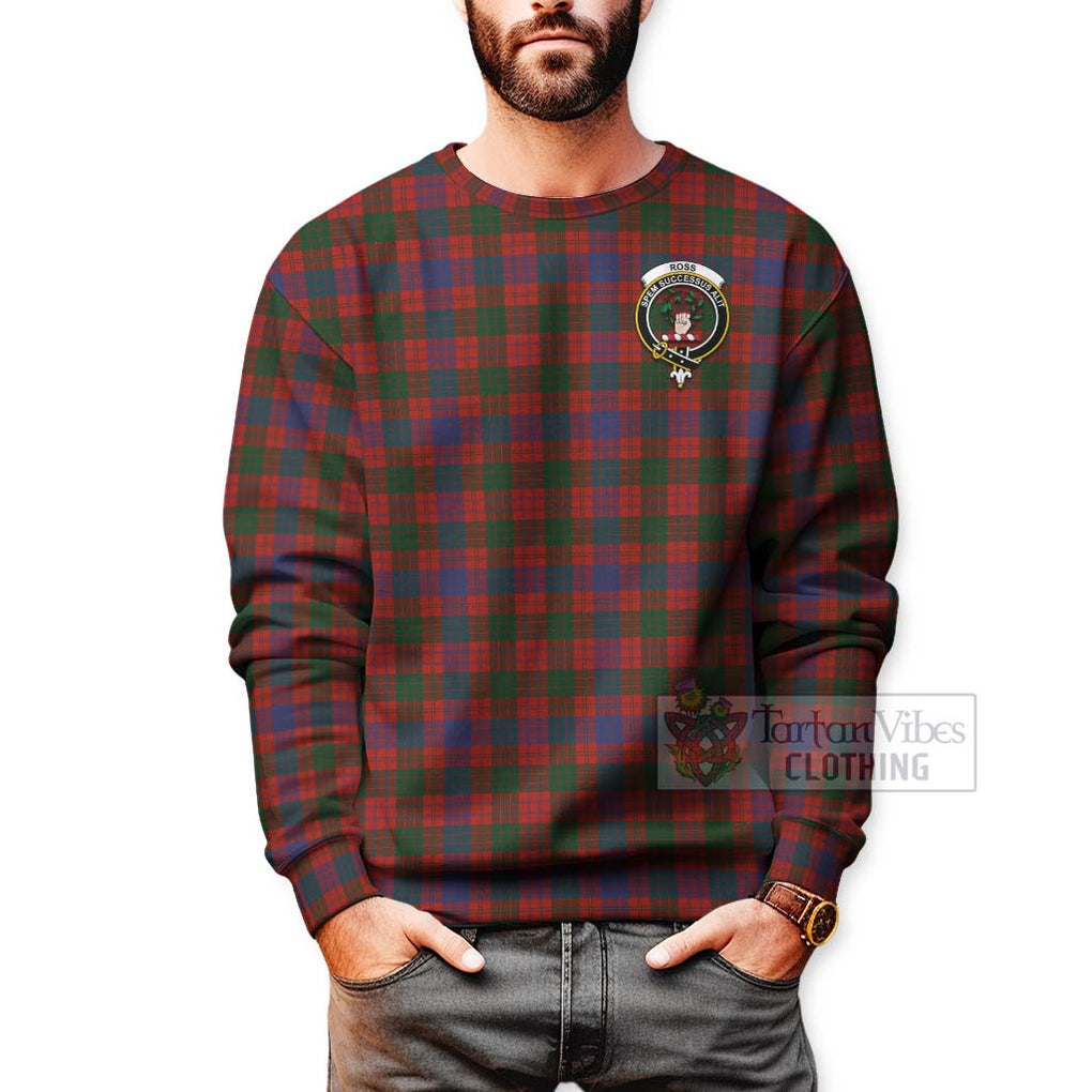 Tartan Vibes Clothing Ross Tartan Sweatshirt with Family Crest Celtic Skull Style