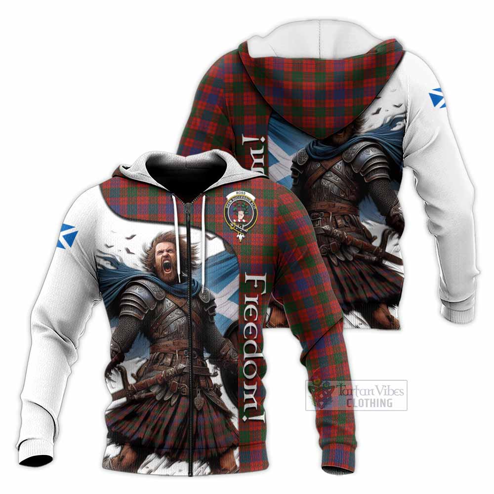 Tartan Vibes Clothing Ross Crest Tartan Knitted Hoodie Inspired by the Freedom of Scottish Warrior