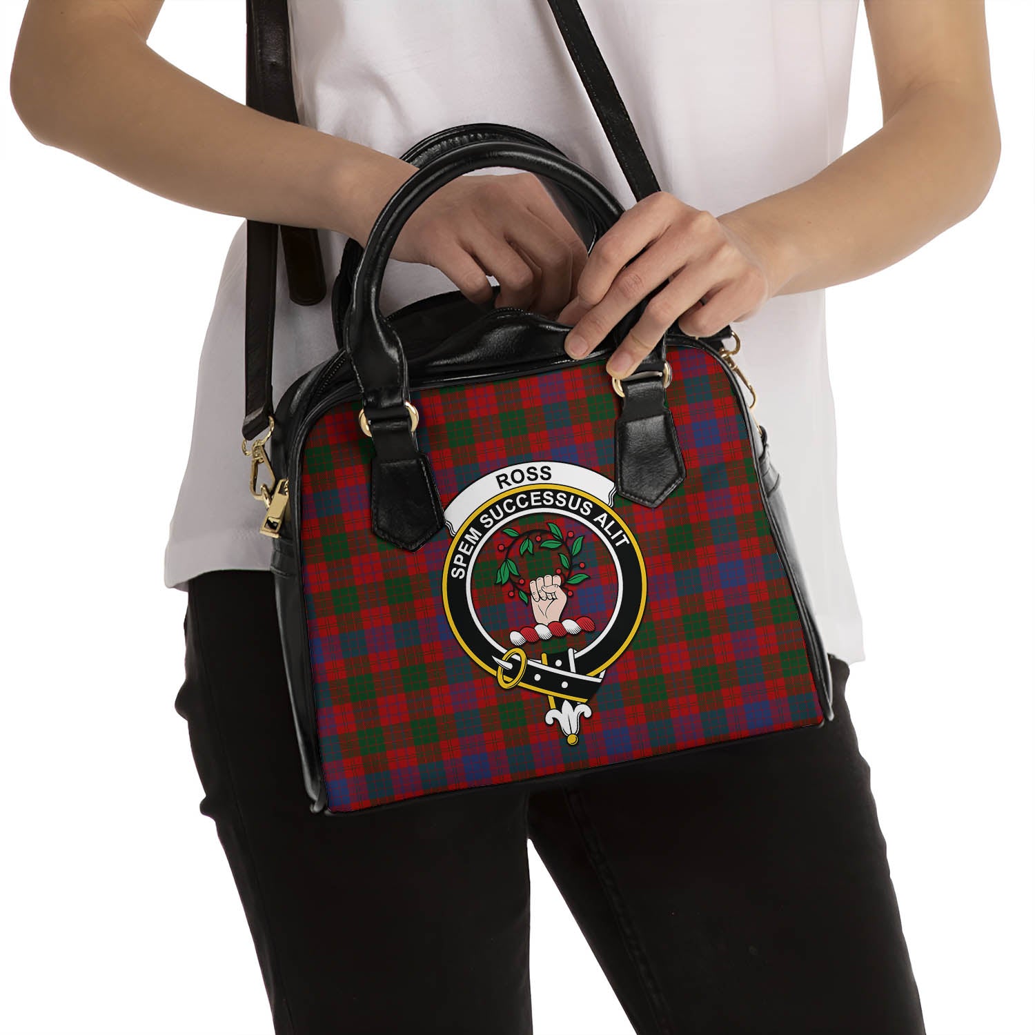 Ross Tartan Shoulder Handbags with Family Crest - Tartanvibesclothing