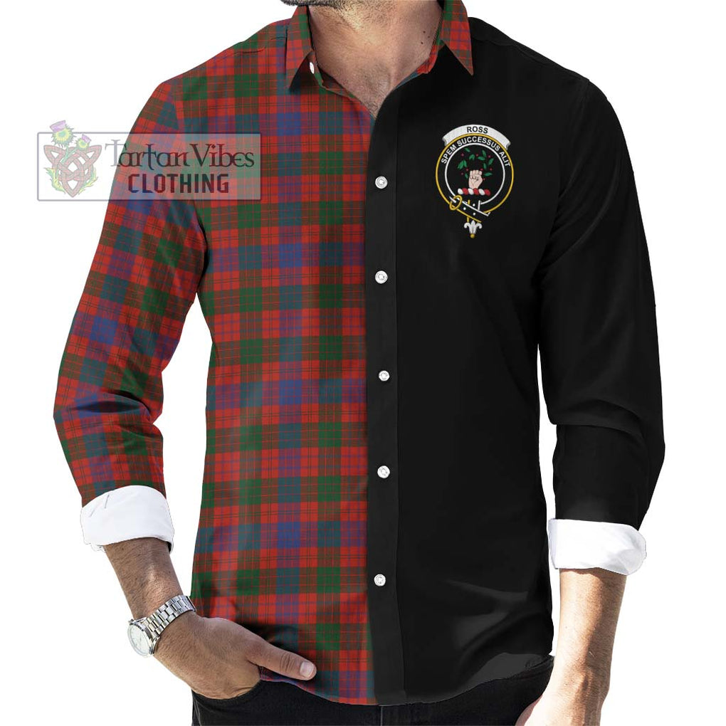 Ross Tartan Long Sleeve Button Shirt with Family Crest and Half Of Me Style - Tartanvibesclothing Shop