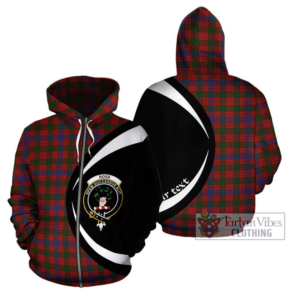 Ross Tartan Hoodie with Family Crest Circle Style - Tartan Vibes Clothing