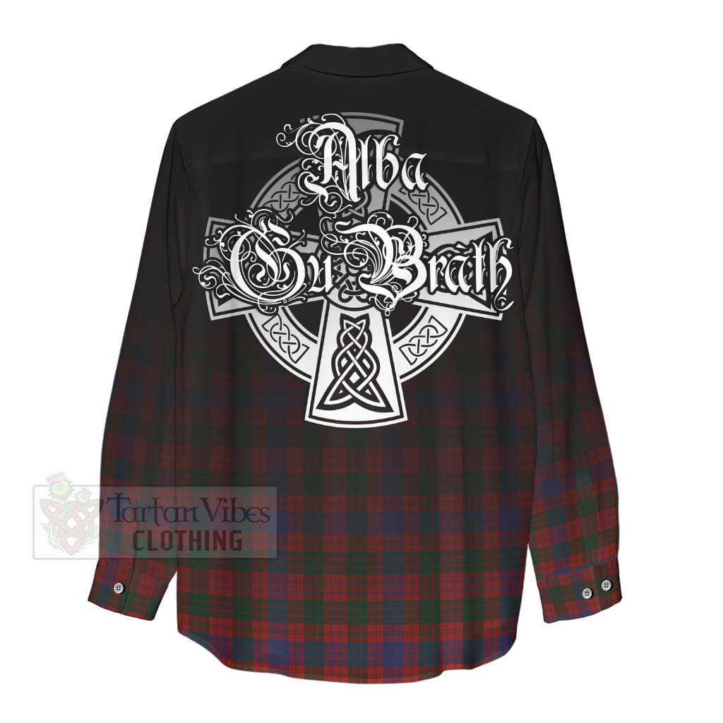 Tartan Vibes Clothing Ross Tartan Women's Casual Shirt Featuring Alba Gu Brath Family Crest Celtic Inspired