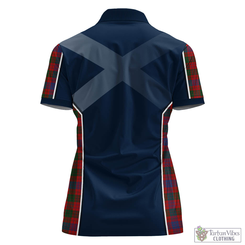 Tartan Vibes Clothing Ross Tartan Women's Polo Shirt with Family Crest and Scottish Thistle Vibes Sport Style