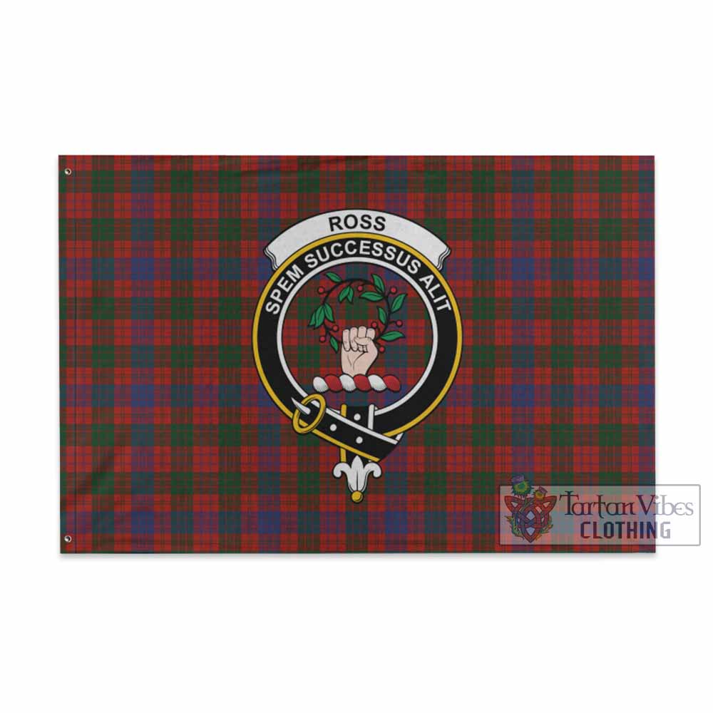 Tartan Vibes Clothing Ross Tartan House Flag with Family Crest