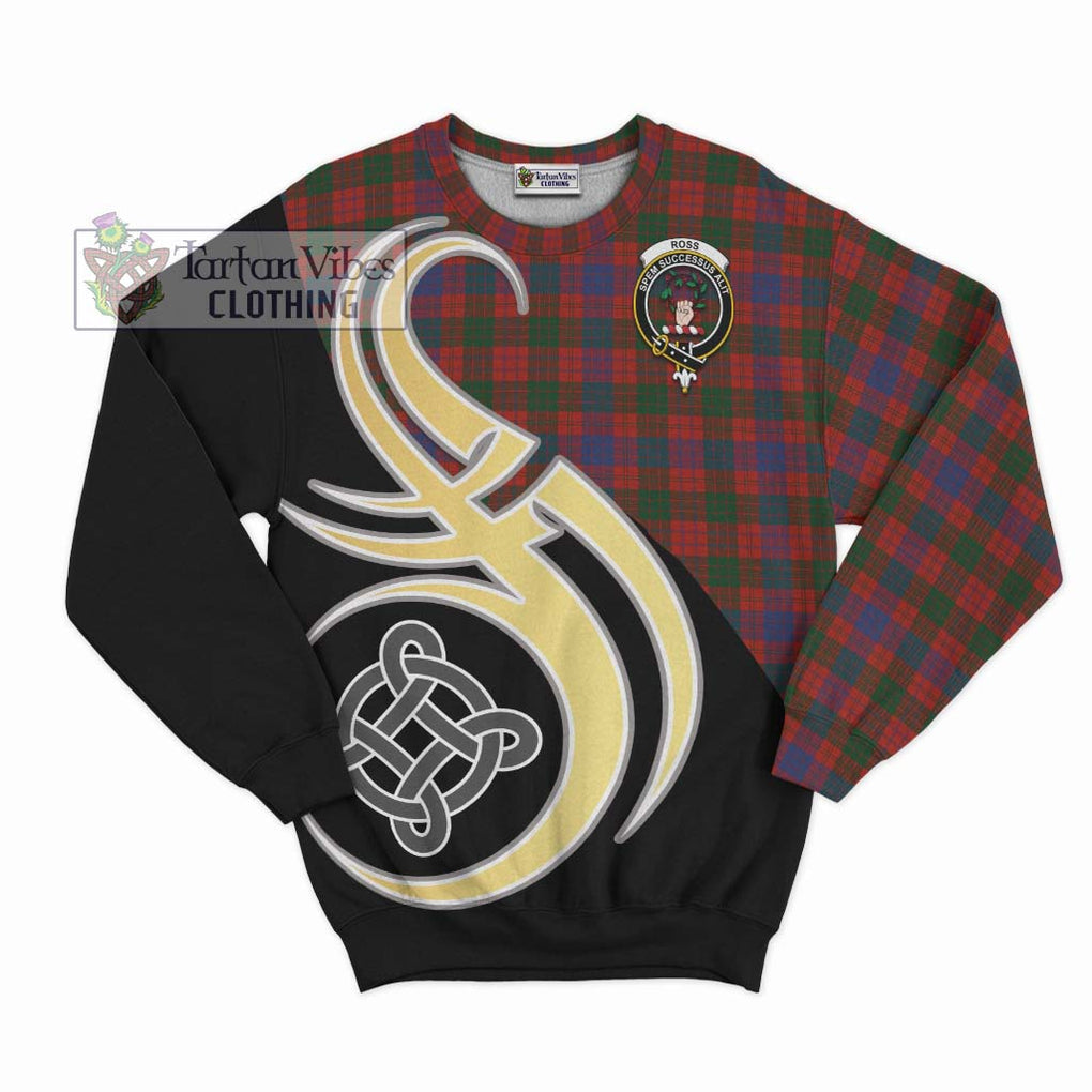 Ross Tartan Sweatshirt with Family Crest and Celtic Symbol Style - Tartan Vibes Clothing