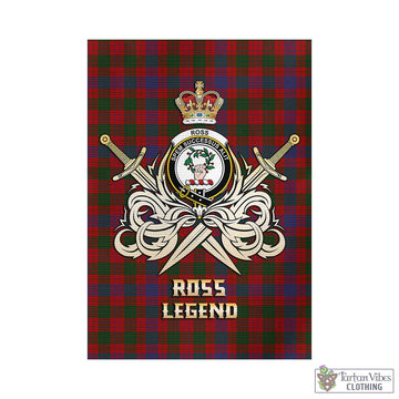 Ross Tartan Garden Flag with Clan Crest and the Golden Sword of Courageous Legacy - Tartan Vibes Clothing