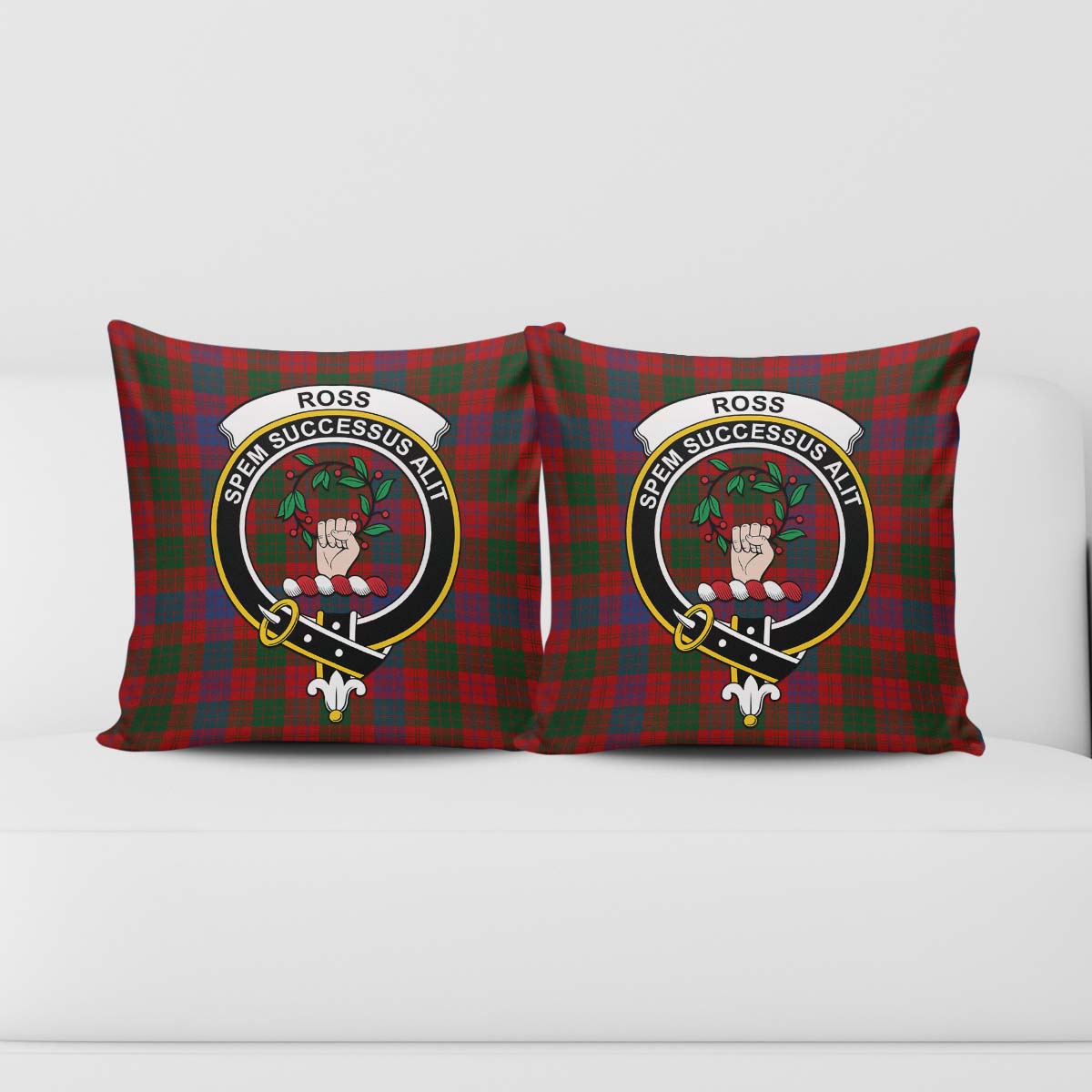 Ross Tartan Pillow Cover with Family Crest - Tartanvibesclothing