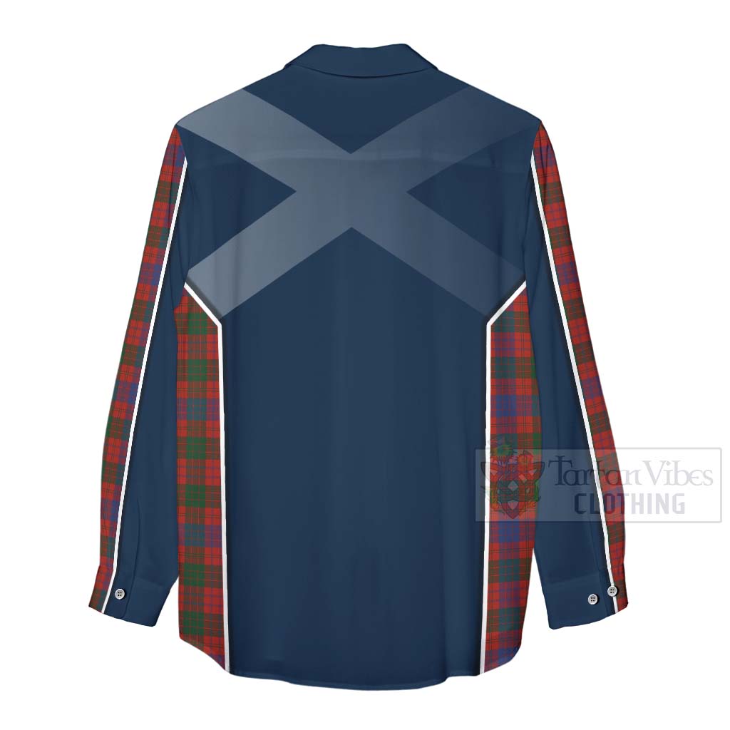 Tartan Vibes Clothing Ross Tartan Women's Casual Shirt with Family Crest and Scottish Thistle Vibes Sport Style