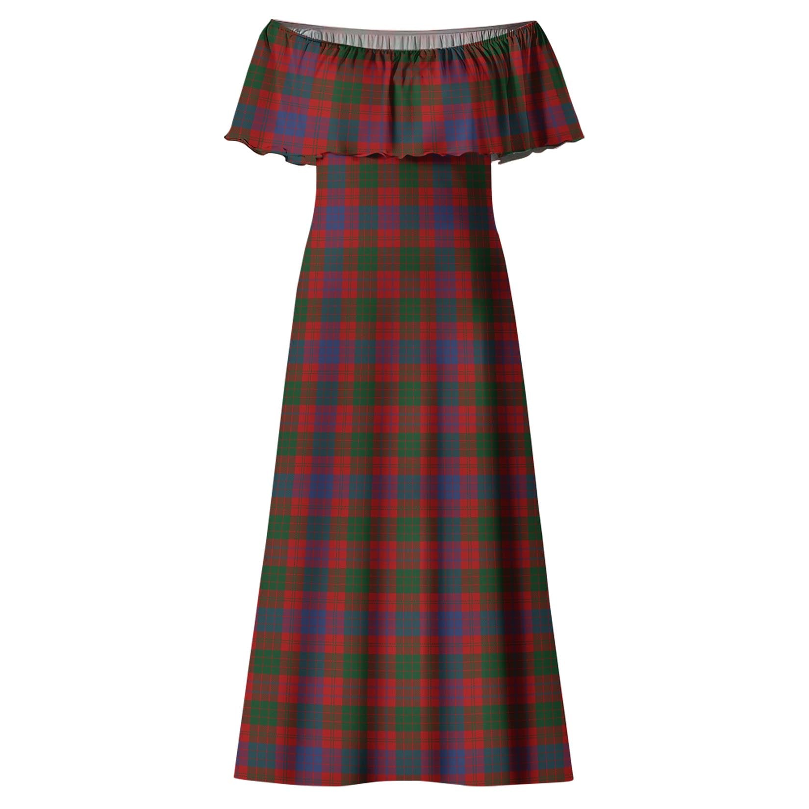 Ross Tartan Off Shoulder Long Dress - Tartanvibesclothing