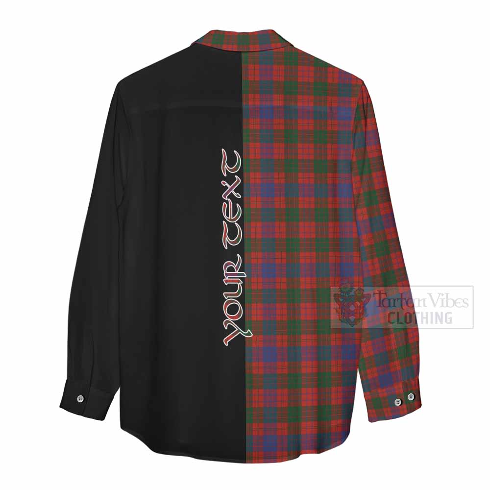 Tartan Vibes Clothing Ross Tartan Women's Casual Shirt with Family Crest and Half Of Me Style