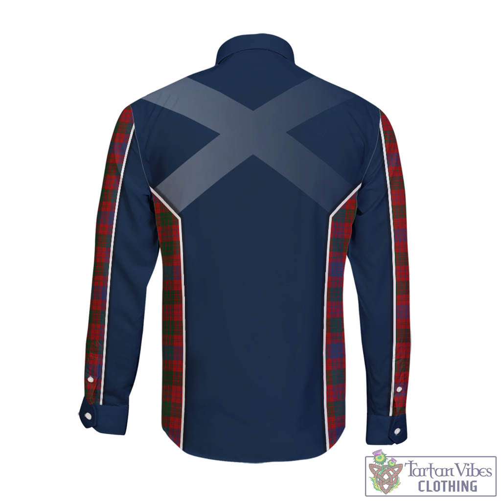 Tartan Vibes Clothing Ross Tartan Long Sleeve Button Up Shirt with Family Crest and Scottish Thistle Vibes Sport Style