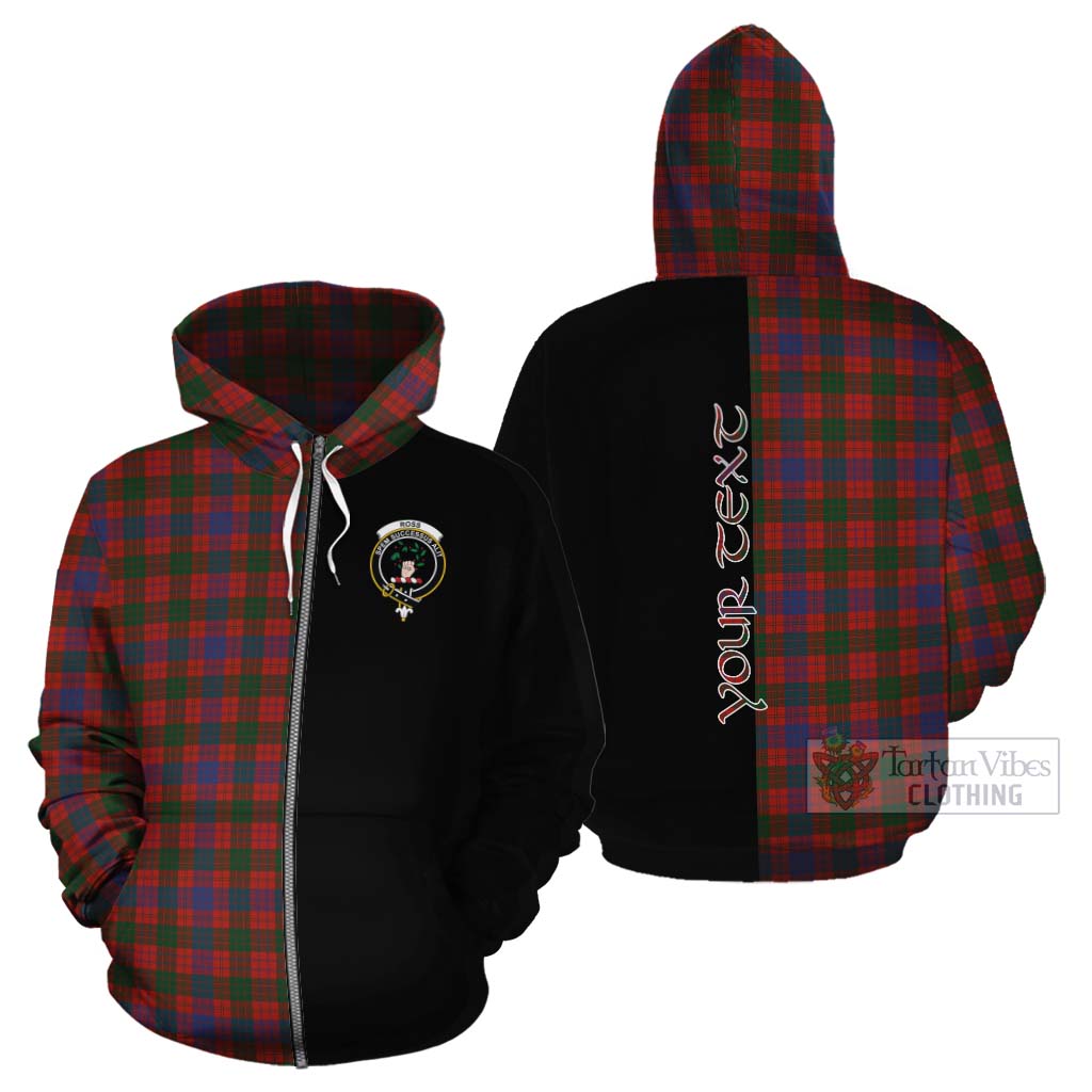 Tartan Vibes Clothing Ross Tartan Cotton Hoodie with Family Crest and Half Of Me Style