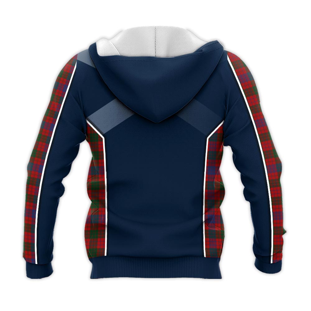 Tartan Vibes Clothing Ross Tartan Knitted Hoodie with Family Crest and Scottish Thistle Vibes Sport Style