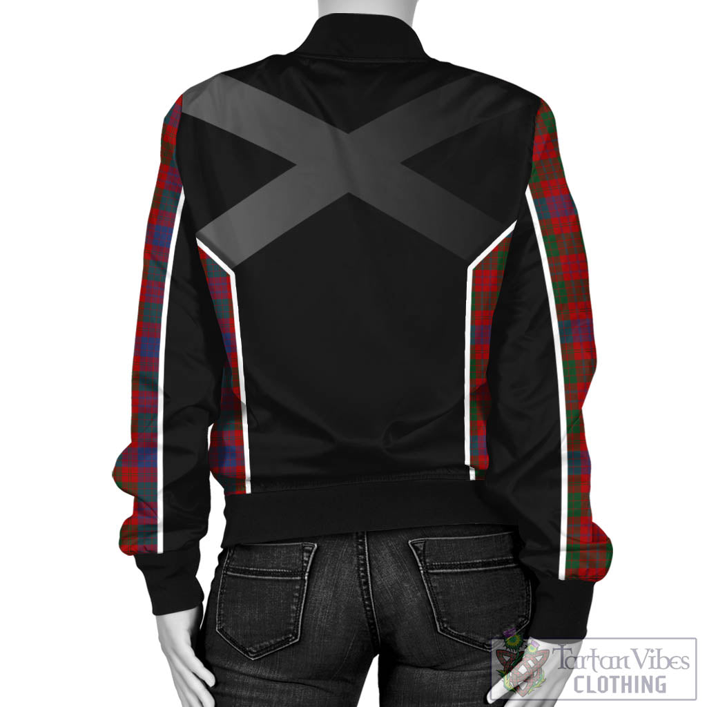 Tartan Vibes Clothing Ross Tartan Bomber Jacket with Family Crest and Scottish Thistle Vibes Sport Style