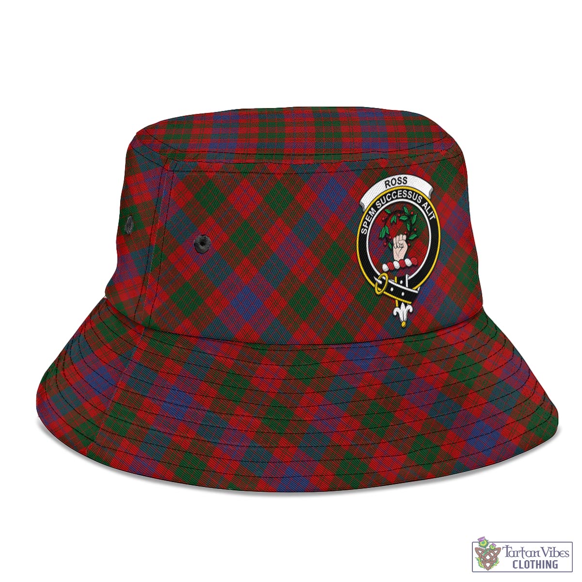 Tartan Vibes Clothing Ross Tartan Bucket Hat with Family Crest