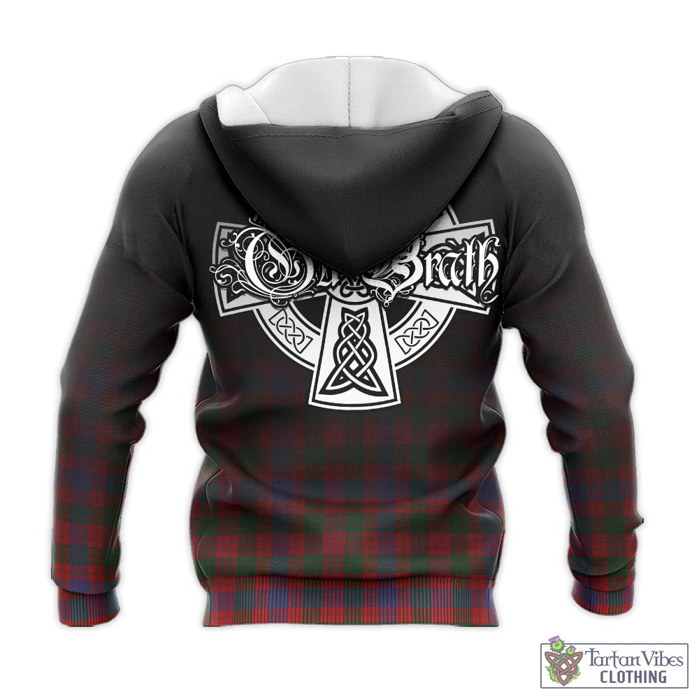 Tartan Vibes Clothing Ross Tartan Knitted Hoodie Featuring Alba Gu Brath Family Crest Celtic Inspired