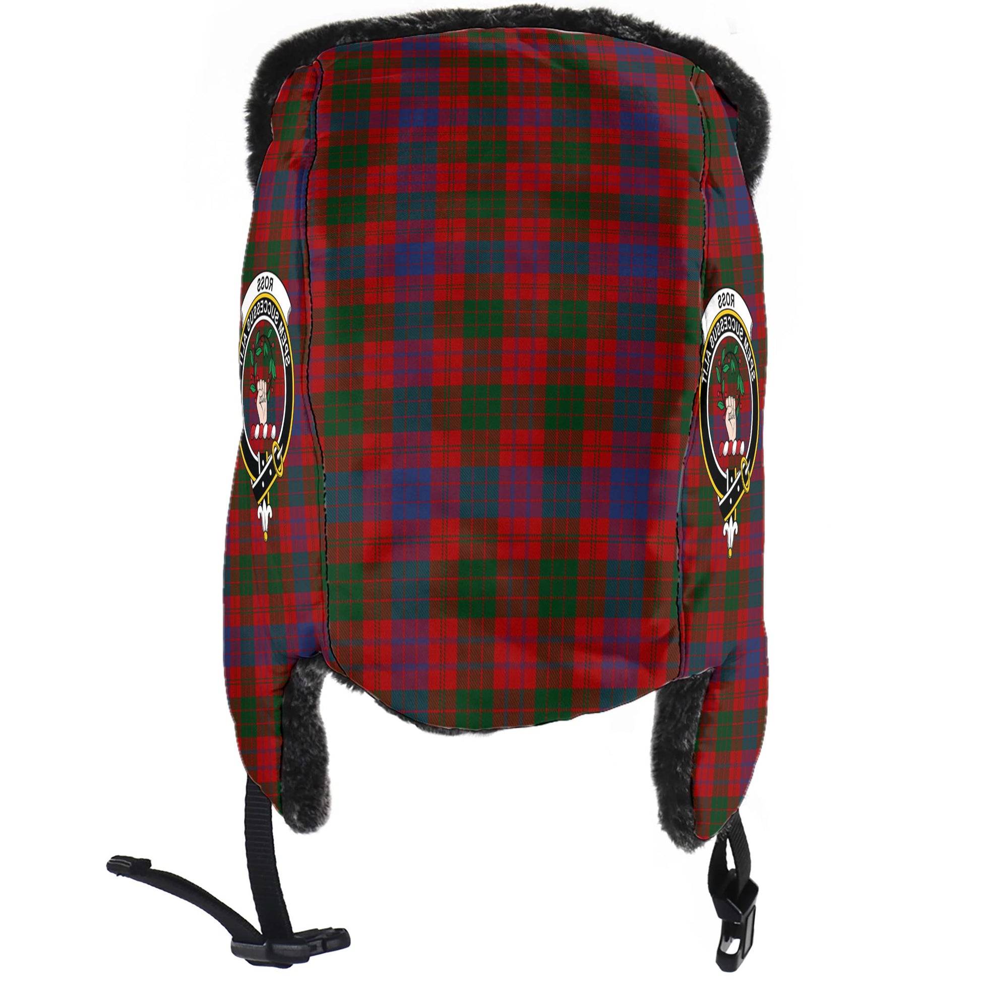 Ross Tartan Winter Trapper Hat with Family Crest - Tartanvibesclothing