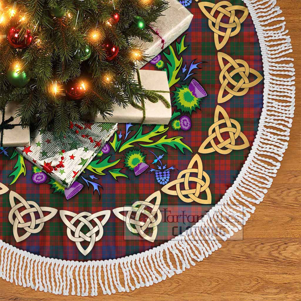 Tartan Vibes Clothing Ross Tartan Christmas Tree Skirt with Thistle Celtic Knot Style